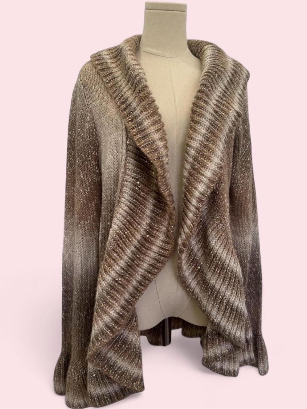 INC International Concepts Brown Ombre Draped Open-Front Cardigan